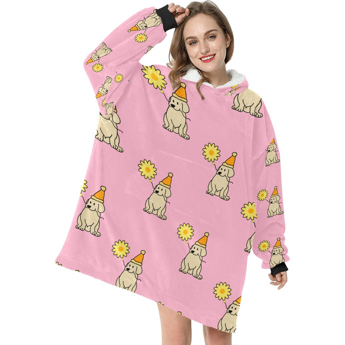 Sunflower Labrador Love Blanket Hoodie for Women-Apparel-Apparel, Blankets-3
