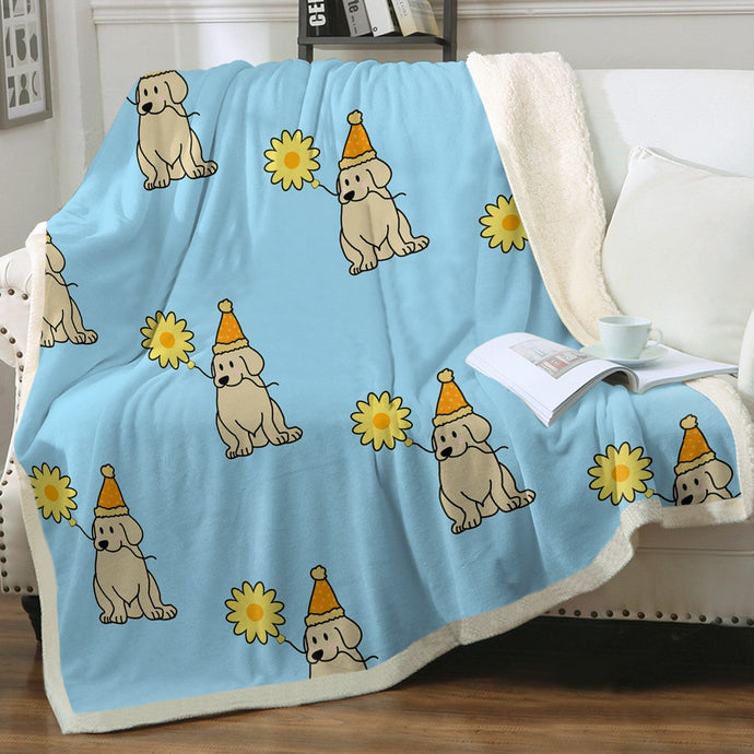 Sunflower Labrador Love Soft Warm Fleece Blanket - 4 Colors-Blanket-Blankets, Home Decor, Labrador-Sky Blue-Small-1