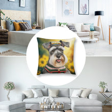 Load image into Gallery viewer, Sunflower Serenade Schnauzer Plush Pillow Case-Cushion Cover-Dog Dad Gifts, Dog Mom Gifts, Home Decor, Pillows, Schnauzer-4