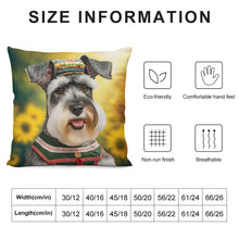 Load image into Gallery viewer, Sunflower Serenade Schnauzer Plush Pillow Case-Cushion Cover-Dog Dad Gifts, Dog Mom Gifts, Home Decor, Pillows, Schnauzer-12 &quot;×12 &quot;-White-1