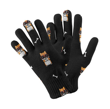 Sunglass Shiba Swagger Touch Screen Gloves-Accessories-Accessories,Dog Dad Gifts,Dog Mom Gifts,Gloves-Black-5
