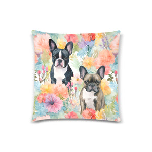 Sunlit Blossom French Bulldogs Throw Pillow Covers-Cushion Cover-French Bulldog, Home Decor, Pillows-2