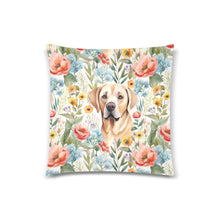 Load image into Gallery viewer, Sunlit Yellow Labradors and Floral Blossoms Throw Pillow Covers-2