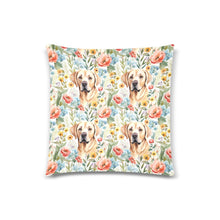 Load image into Gallery viewer, Sunlit Yellow Labradors and Floral Blossoms Throw Pillow Covers-White1-ONESIZE-3