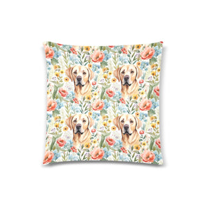 Sunlit Yellow Labradors and Floral Blossoms Throw Pillow Covers-White1-ONESIZE-3