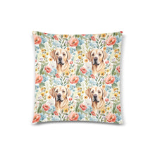Load image into Gallery viewer, Sunlit Yellow Labradors and Floral Blossoms Throw Pillow Covers-4