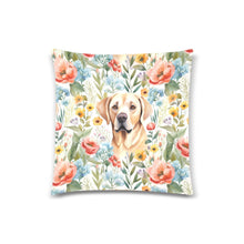 Load image into Gallery viewer, Sunlit Yellow Labradors and Floral Blossoms Throw Pillow Covers-White-ONESIZE-1