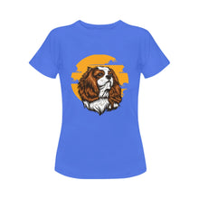 Load image into Gallery viewer, Sunset Cavalier King Charles Spaniel Women&#39;s T-Shirt-Apparel-Apparel, Cavalier King Charles Spaniel, Dogs, T Shirt-Blue-Small-6