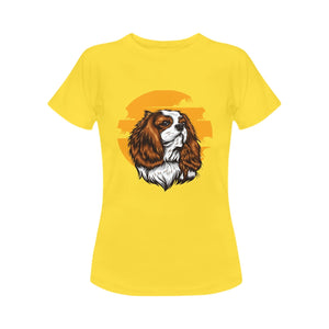 Sunset Cavalier King Charles Spaniel Women's T-Shirt-Apparel-Apparel, Cavalier King Charles Spaniel, Dogs, T Shirt-Yellow-Small-7