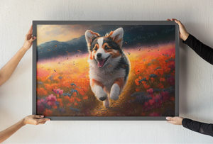 Sunset Serenity Corgi Wall Art Poster-Art-Corgi, Dog Art, Home Decor, Poster-Light Canvas-Tiny - 8x10"-1