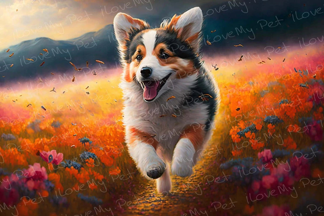 Sunset Serenity Corgi Wall Art Poster-Art-Corgi, Dog Art, Home Decor, Poster-Light Canvas-Tiny - 8x10"-1