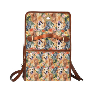 Sunshine and Blossoms Golden Retriever Satchel Bag Purse-Accessories-Accessories, Bags, Golden Retriever, Purse-Black-ONE SIZE-3