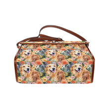 Load image into Gallery viewer, Sunshine and Blossoms Golden Retriever Satchel Bag Purse-Accessories-Accessories, Bags, Golden Retriever, Purse-Black-ONE SIZE-5