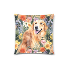 Load image into Gallery viewer, Sunshine and Blossoms Golden Retriever Throw Pillow Cover-Cushion Cover-Golden Retriever, Home Decor, Pillows-2