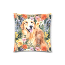 Load image into Gallery viewer, Sunshine and Blossoms Golden Retriever Throw Pillow Cover-Cushion Cover-Golden Retriever, Home Decor, Pillows-White2-ONESIZE-3