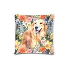 Load image into Gallery viewer, Sunshine and Blossoms Golden Retriever Throw Pillow Cover-Cushion Cover-Golden Retriever, Home Decor, Pillows-White1-ONESIZE-1