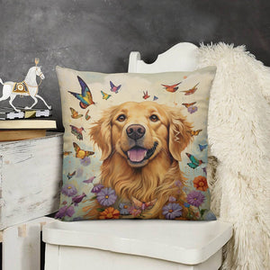 Sunshine and Whimsy Golden Retriever Plush Pillow Case-Cushion Cover-Dog Dad Gifts, Dog Mom Gifts, Golden Retriever, Home Decor, Pillows-3