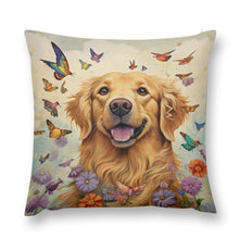 Load image into Gallery viewer, Sunshine and Whimsy Golden Retriever Plush Pillow Case-Cushion Cover-Dog Dad Gifts, Dog Mom Gifts, Golden Retriever, Home Decor, Pillows-12 &quot;×12 &quot;-1