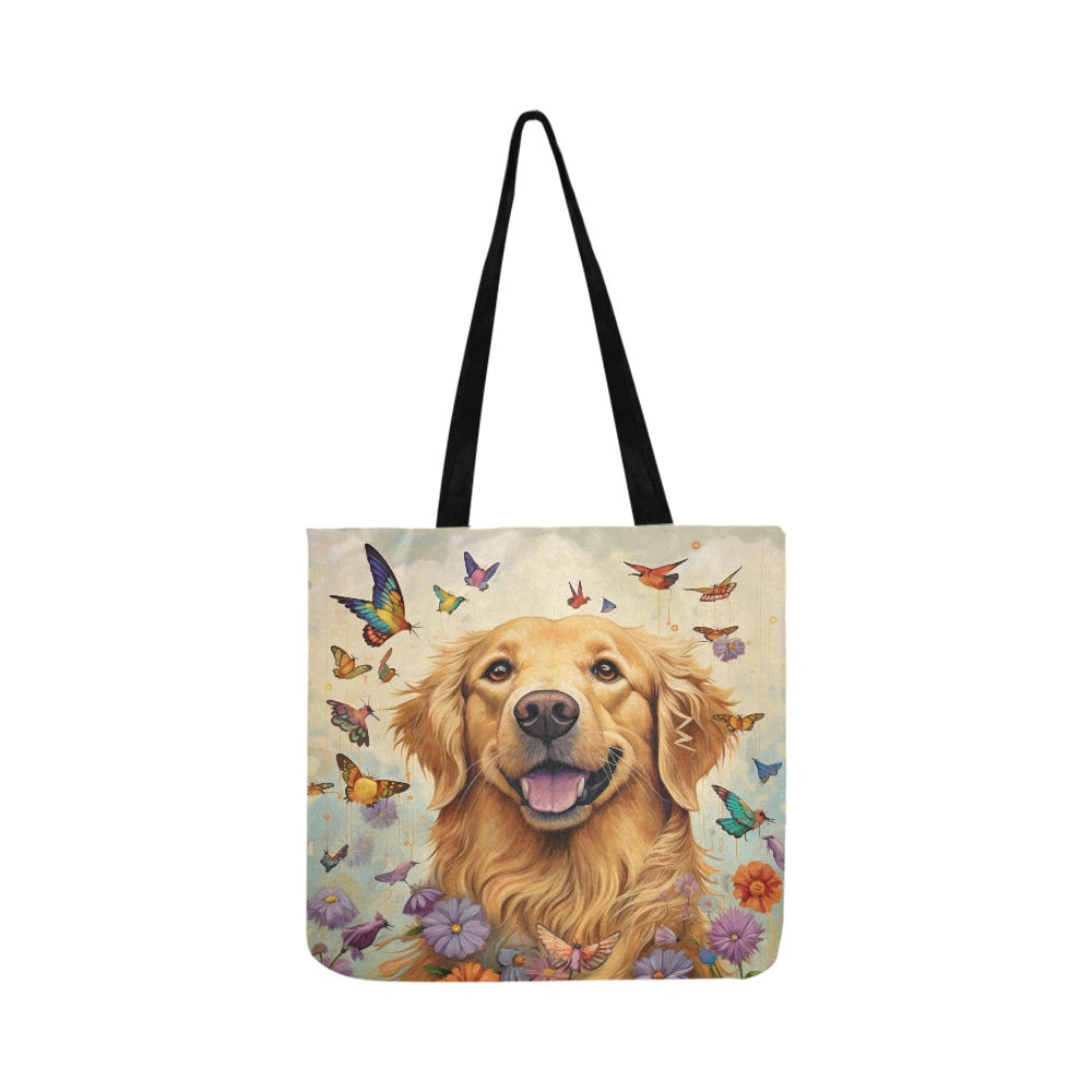 Sunshine and Whimsy Golden Retriever Shopping Tote Bag