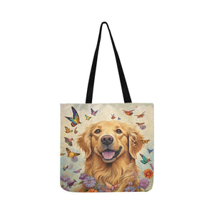 Sunshine and Whimsy Golden Retriever Shopping Tote Bag-Accessories-Accessories, Bags, Dog Dad Gifts, Dog Mom Gifts, Golden Retriever-White-ONESIZE-3