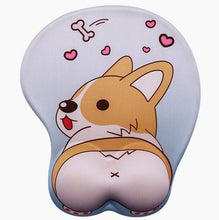 Load image into Gallery viewer, Image of a corgi butt mousepad in the color blue