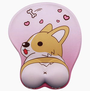 Image of a corgi mousepad in the color light pink