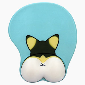 Image of a Cardigan Welsh Corgi butt mousepad in the color sky blue