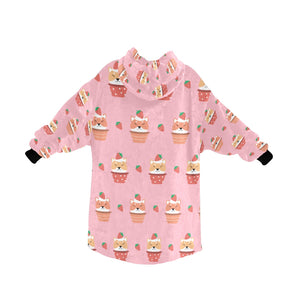 Sweet Strawberry Tart Shiba Blanket Hoodie for Women-Apparel-Apparel, Blankets-2