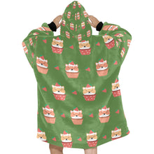 Load image into Gallery viewer, Sweet Strawberry Tart Shiba Blanket Hoodie for Women-Apparel-Apparel, Blankets-12