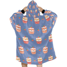 Load image into Gallery viewer, Sweet Strawberry Tart Shiba Blanket Hoodie for Women-Apparel-Apparel, Blankets-6