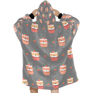 Sweet Strawberry Tart Shiba Blanket Hoodie for Women - 4 Colors-Apparel-Apparel, Blankets, Shiba Inu-8