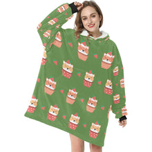 Load image into Gallery viewer, Sweet Strawberry Tart Shiba Blanket Hoodie for Women-Apparel-Apparel, Blankets-11