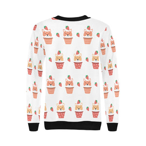Sweet Strawberry Tart Shibas Women's Sweatshirt-Apparel-Apparel, Shiba Inu, Sweatshirt-4