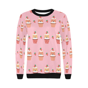 Sweet Strawberry Tart Shibas Women's Sweatshirt-Apparel-Apparel, Shiba Inu, Sweatshirt-5