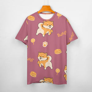 Sweet Sweet Shiba Love All Over Print Women's Cotton T-Shirt - 4 Colors-Apparel-Apparel, Shiba Inu, Shirt, T Shirt-12