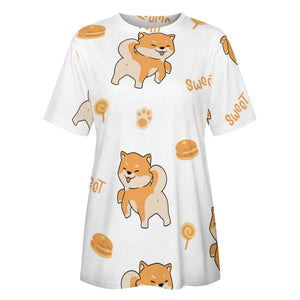 Sweet Sweet Shiba Love All Over Print Women's Cotton T-Shirt - 4 Colors-Apparel-Apparel, Shiba Inu, Shirt, T Shirt-2