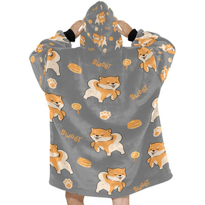 Sweet Sweet Shiba Love Blanket Hoodie for Women - 4 Colors-Apparel-Apparel, Blankets, Shiba Inu-2