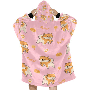 Sweet Sweet Shiba Love Blanket Hoodie for Women-Apparel-Apparel, Blankets-14