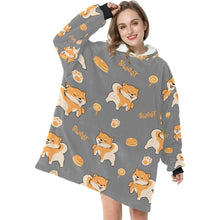 Load image into Gallery viewer, Sweet Sweet Shiba Love Blanket Hoodie for Women-Apparel-Apparel, Blankets-6