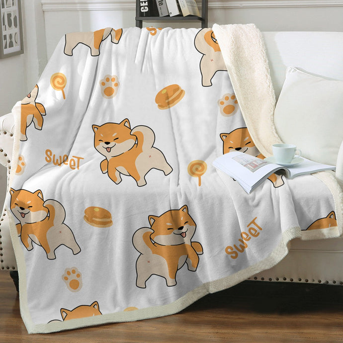 Sweet Sweet Shiba Love Soft Warm Fleece Blanket - 4 Colors-Blanket-Blankets, Home Decor, Shiba Inu-Ivory-Small-2