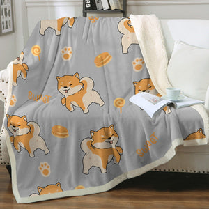 Sweet Sweet Shiba Love Soft Warm Fleece Blanket - 4 Colors-Blanket-Blankets, Home Decor, Shiba Inu-Warm Gray-Small-3