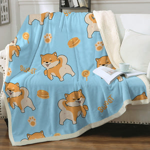 Sweet Sweet Shiba Love Soft Warm Fleece Blanket - 4 Colors-Blanket-Blankets, Home Decor, Shiba Inu-Sky Blue-Small-1