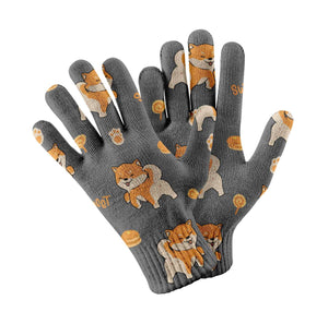 Sweet Sweet Shiba Love Touch Screen Gloves-Accessories-Accessories, Dog Dad Gifts, Dog Mom Gifts, Gloves, Shiba Inu-Gray-3