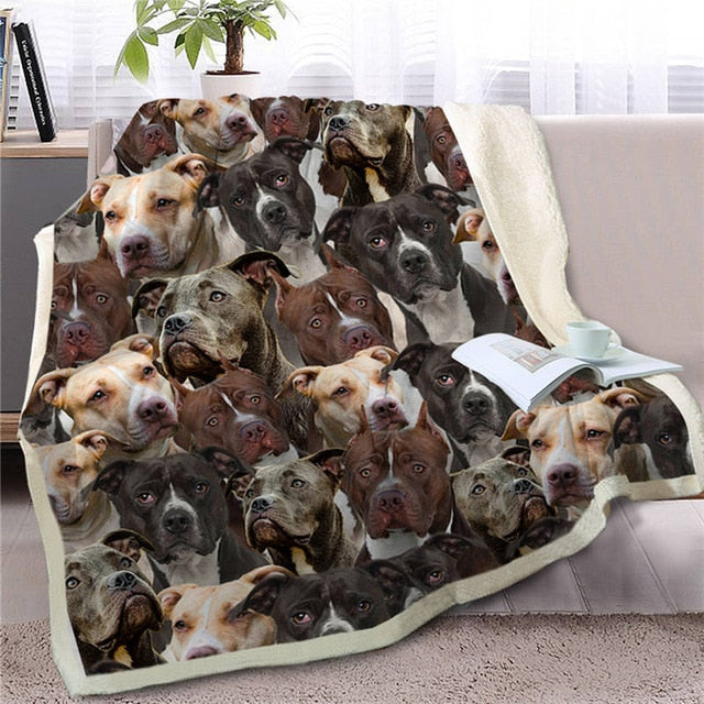 Image of a beautiful Pitbull blanket in infinite American Pit Bull Terriers in all colors design