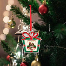 Load image into Gallery viewer, Beagle Christmas Ornament - Gift Box Design - Personalized with Name-Christmas Ornament-Beagle,Christmas,Personalize Artwork-4