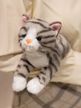 Load image into Gallery viewer, Tabby Cat Stuffed Animal Plush Toy - Gray / Silver and White - Belly Flop Design-9