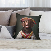 Load image into Gallery viewer, Tambourine Merriment Chocolate Labrador Plush Pillow Case-Cushion Cover-Chocolate Labrador, Dog Dad Gifts, Dog Mom Gifts, Home Decor, Pillows-2