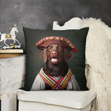 Load image into Gallery viewer, Tambourine Merriment Chocolate Labrador Plush Pillow Case-Cushion Cover-Chocolate Labrador, Dog Dad Gifts, Dog Mom Gifts, Home Decor, Pillows-3