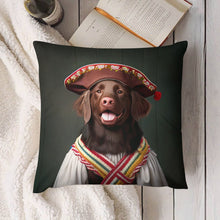 Load image into Gallery viewer, Tambourine Merriment Chocolate Labrador Plush Pillow Case-Cushion Cover-Chocolate Labrador, Dog Dad Gifts, Dog Mom Gifts, Home Decor, Pillows-4