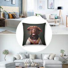 Load image into Gallery viewer, Tambourine Merriment Chocolate Labrador Plush Pillow Case-Cushion Cover-Chocolate Labrador, Dog Dad Gifts, Dog Mom Gifts, Home Decor, Pillows-8